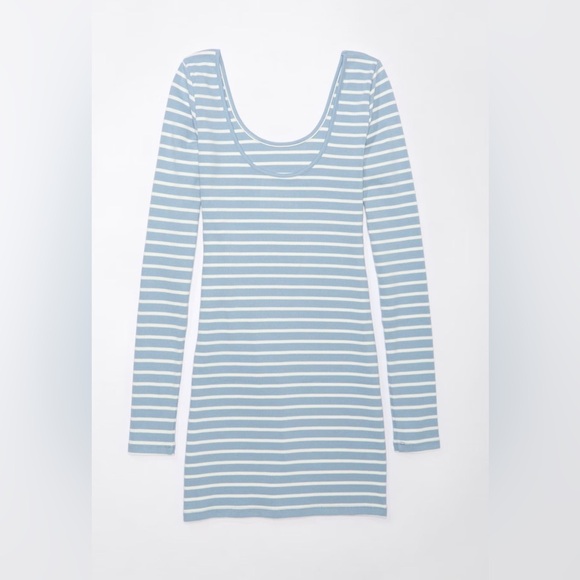 American Eagle Outfitters- Main Squeeze Scoop Neck Long-Sleeve Mini Dress - Picture 1 of 7